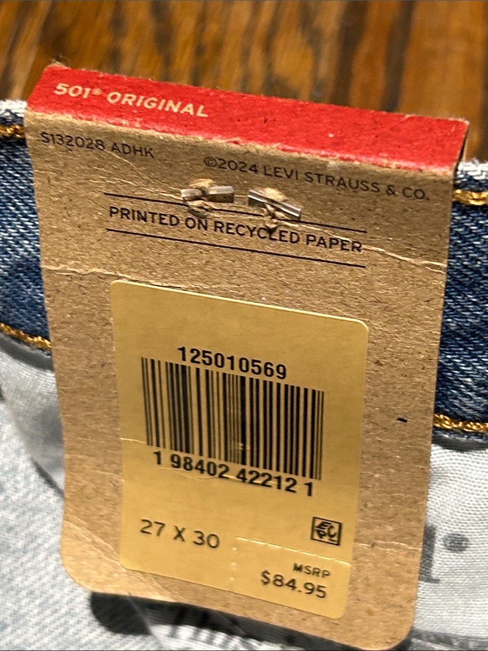 Levi's 501 Original Light Blue Distressed Straight Jeans - Picture 6 of 14